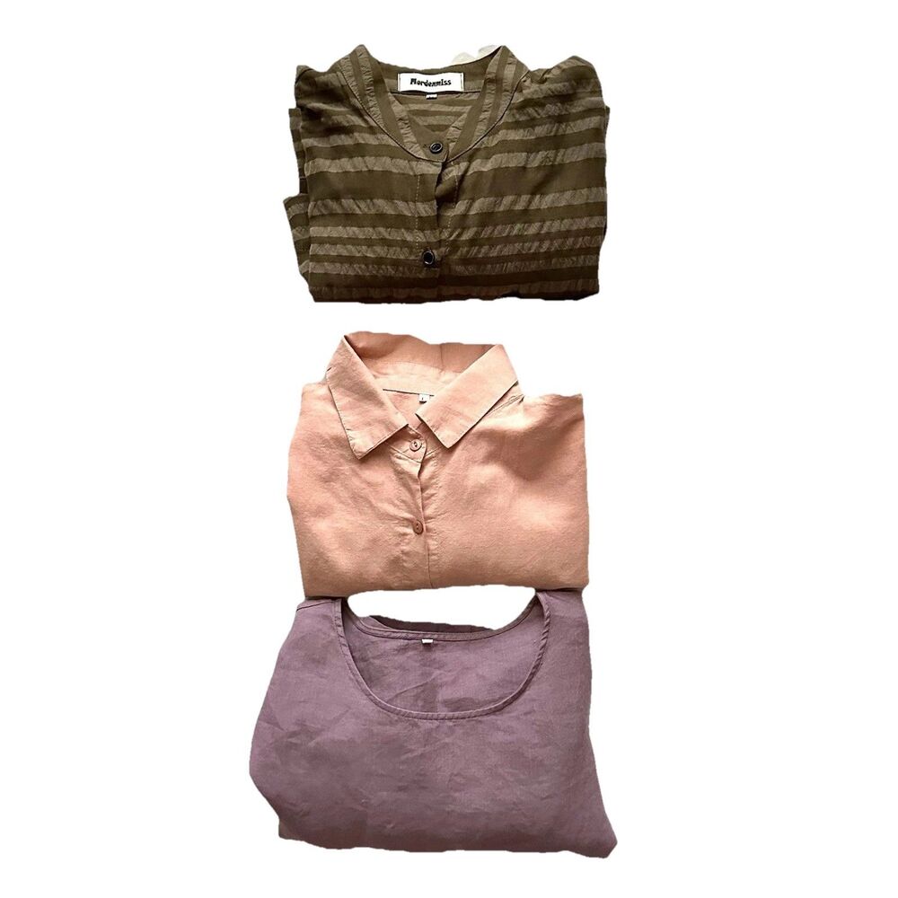 Mordenmiss Linen, Cotten & Blend Tops Bundle Women’s Lg Tunic Lagen Boho